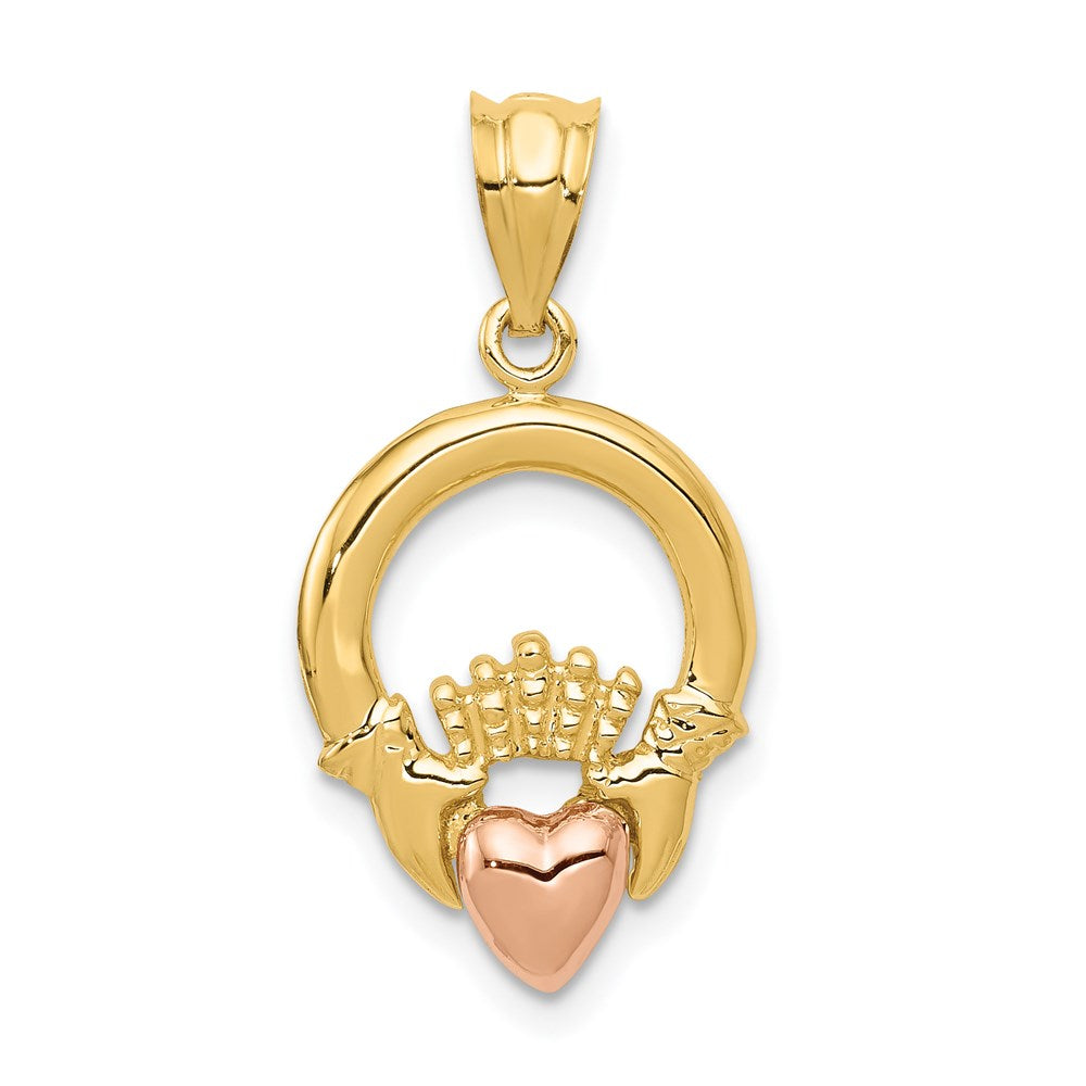 14k Two-tone Gold Claddagh Pendant