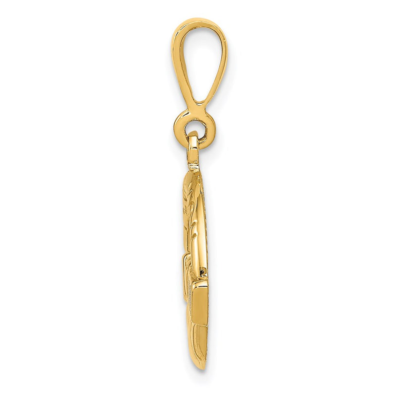 14k Yellow Gold I Love You Claddagh Pendant