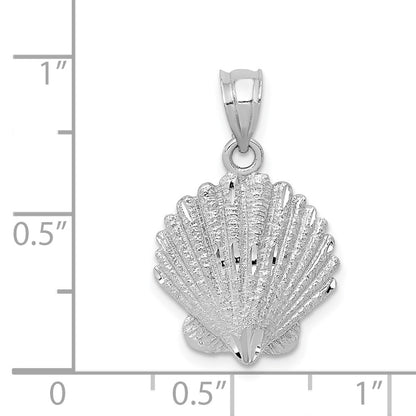 14k White Gold Shell Charm