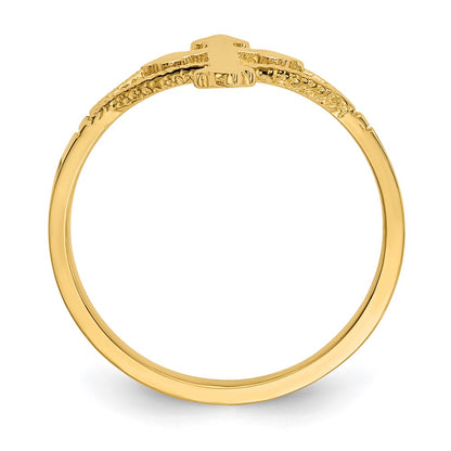 14K Yellow Gold Polished Cross Ring