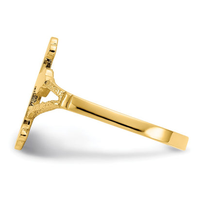 14K Yellow Gold Polished Cross Ring