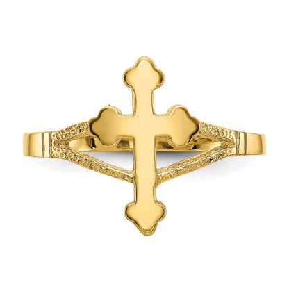 14K Yellow Gold Polished Cross Ring