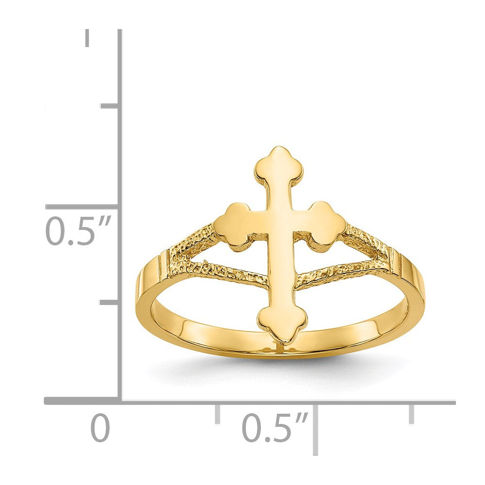 14K Yellow Gold Polished Cross Ring