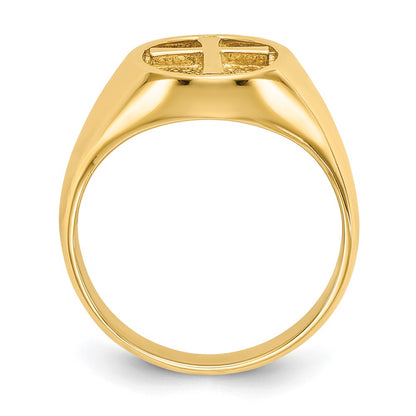 14K Yellow Gold Polished Eternal Life Cross Ring