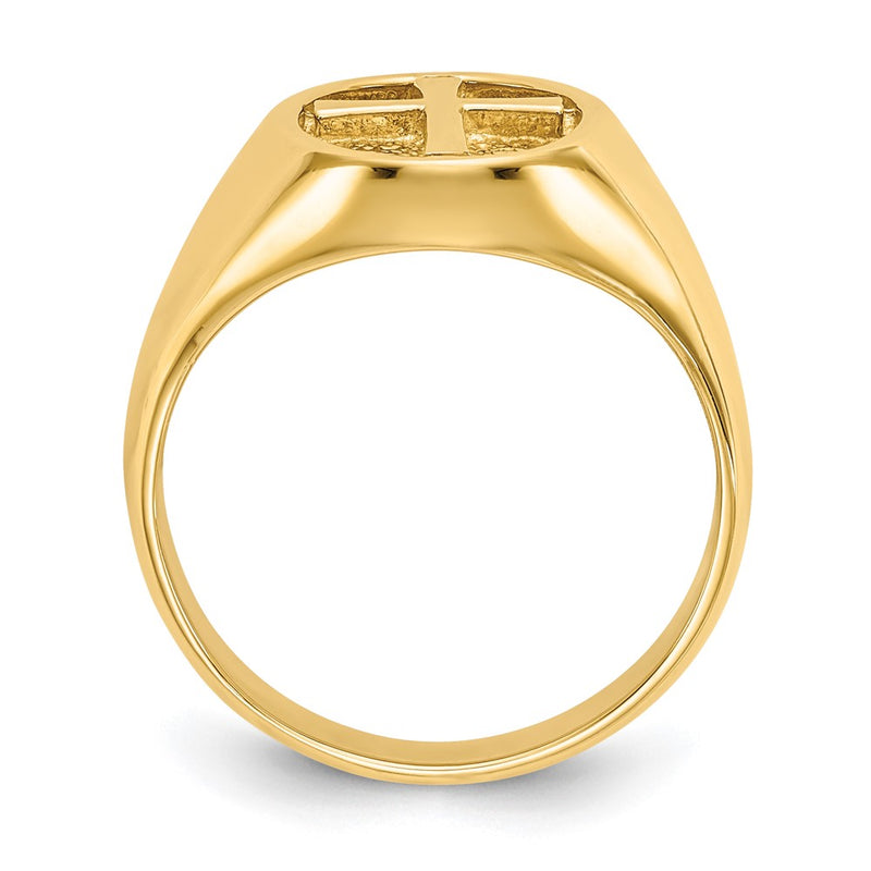 14K Yellow Gold Polished Eternal Life Cross Ring