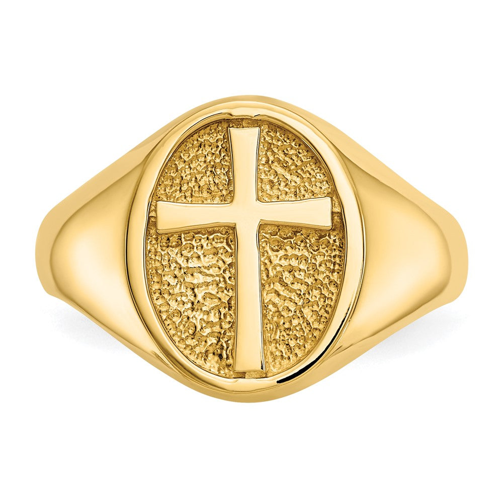 14K Yellow Gold Polished Eternal Life Cross Ring