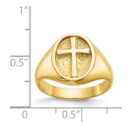 14K Yellow Gold Polished Eternal Life Cross Ring