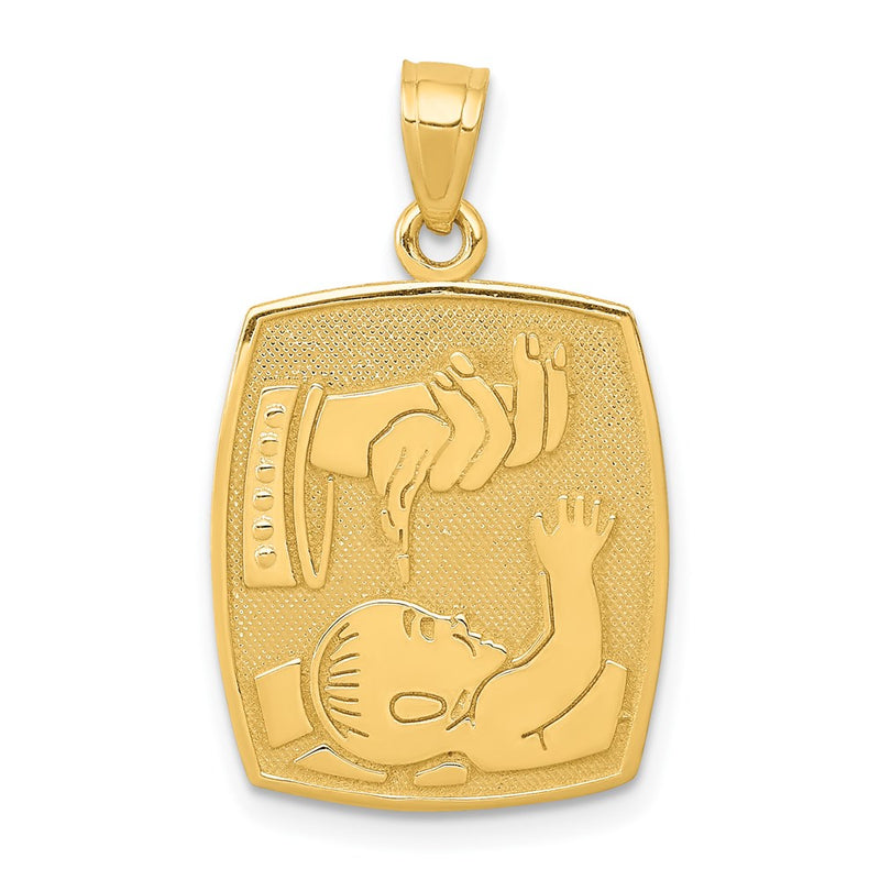 14k Yellow Gold Satin / Polished Baptism Pendant