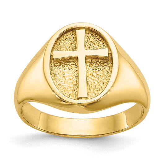 14K Yellow Gold Polished Eternal Life Cross Ring