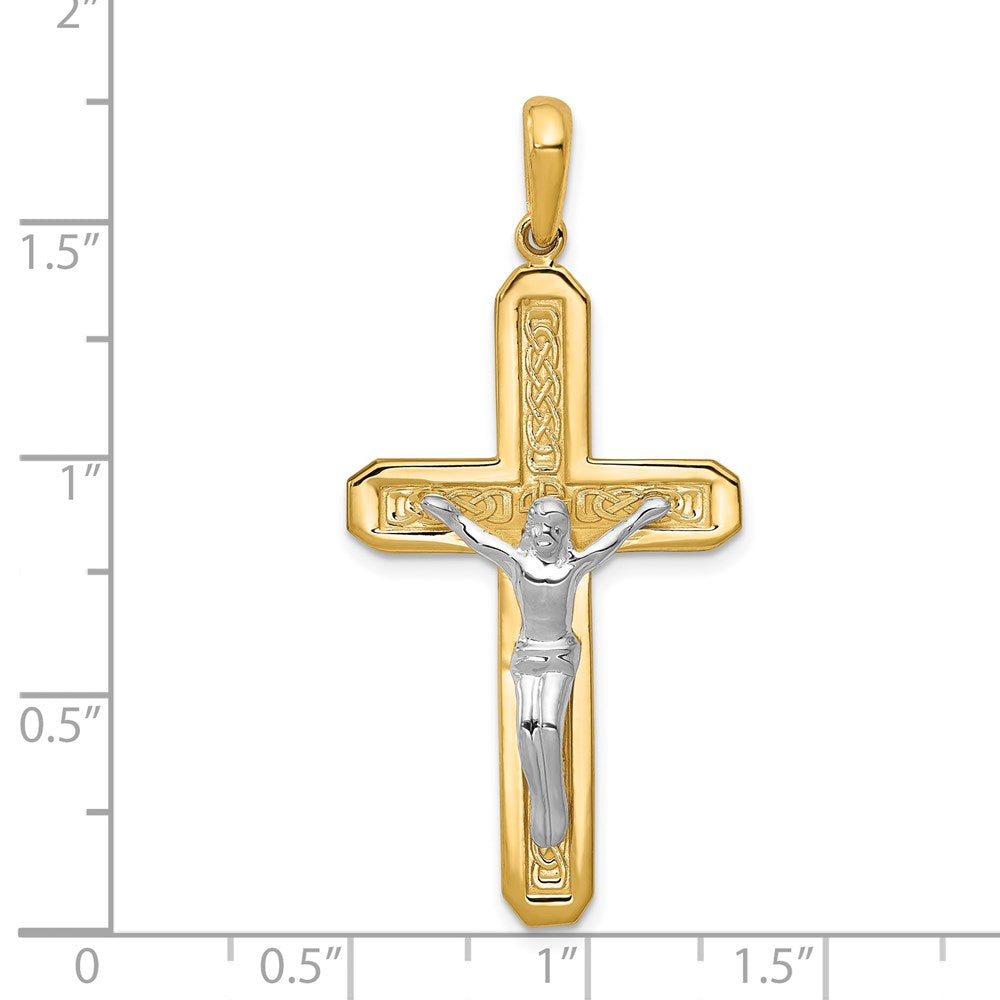 14k Two-tone Gold Crucifix Pendant