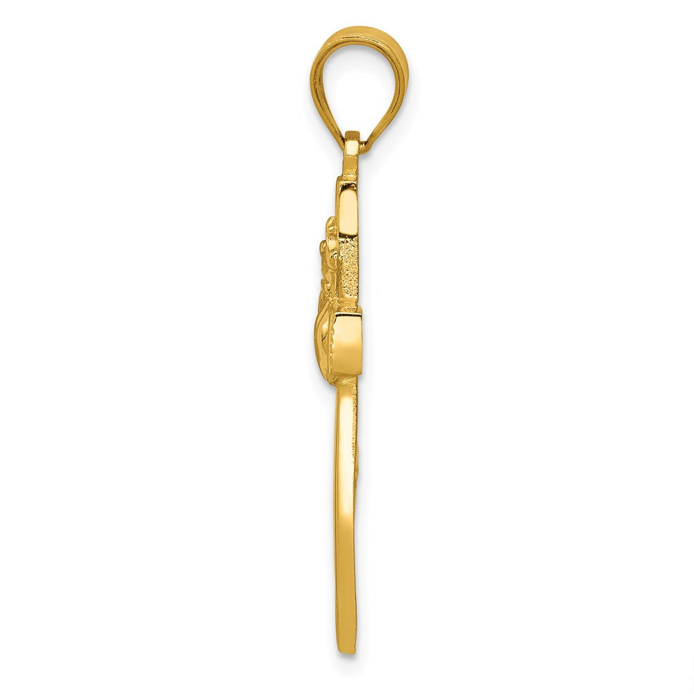 14k Yellow Gold Claddagh Cross Pendant