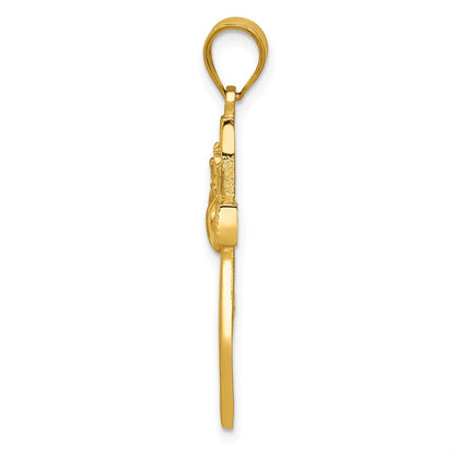 14k Yellow Gold Claddagh Cross Pendant