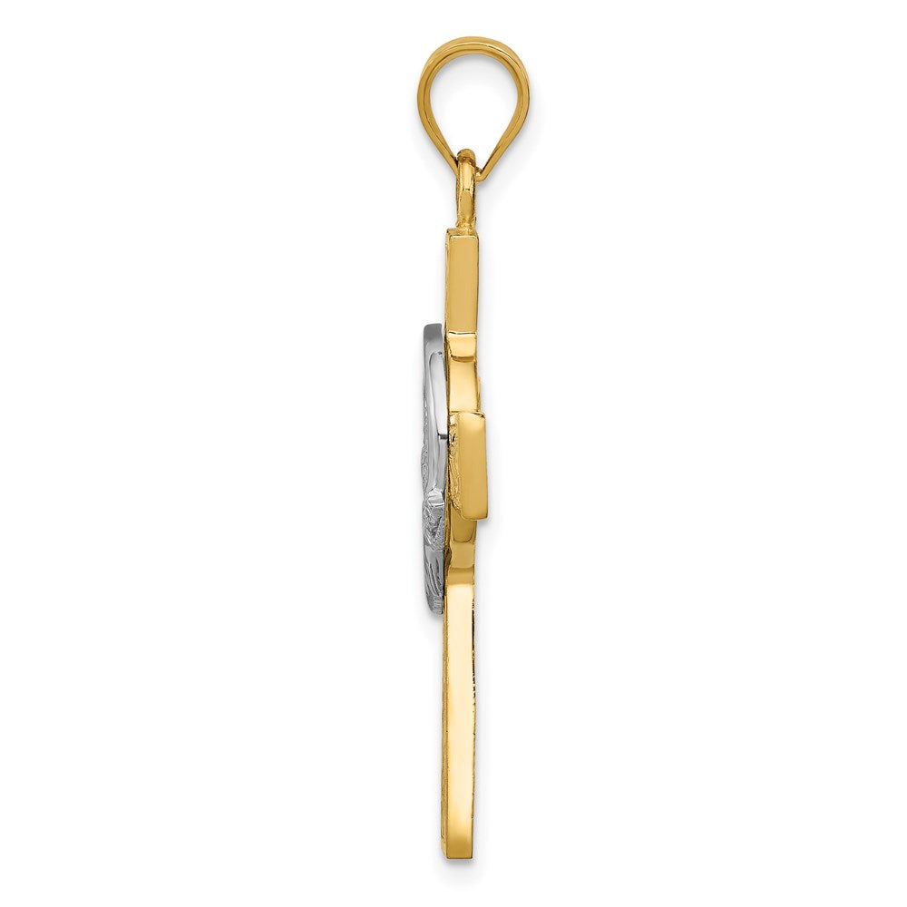 14k Two-tone Gold Claddagh Cross Pendant