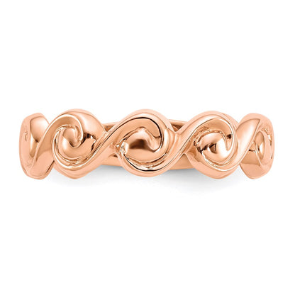 14k Rose Gold Polished Scroll Ring