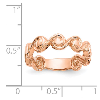 14k Rose Gold Polished Scroll Ring