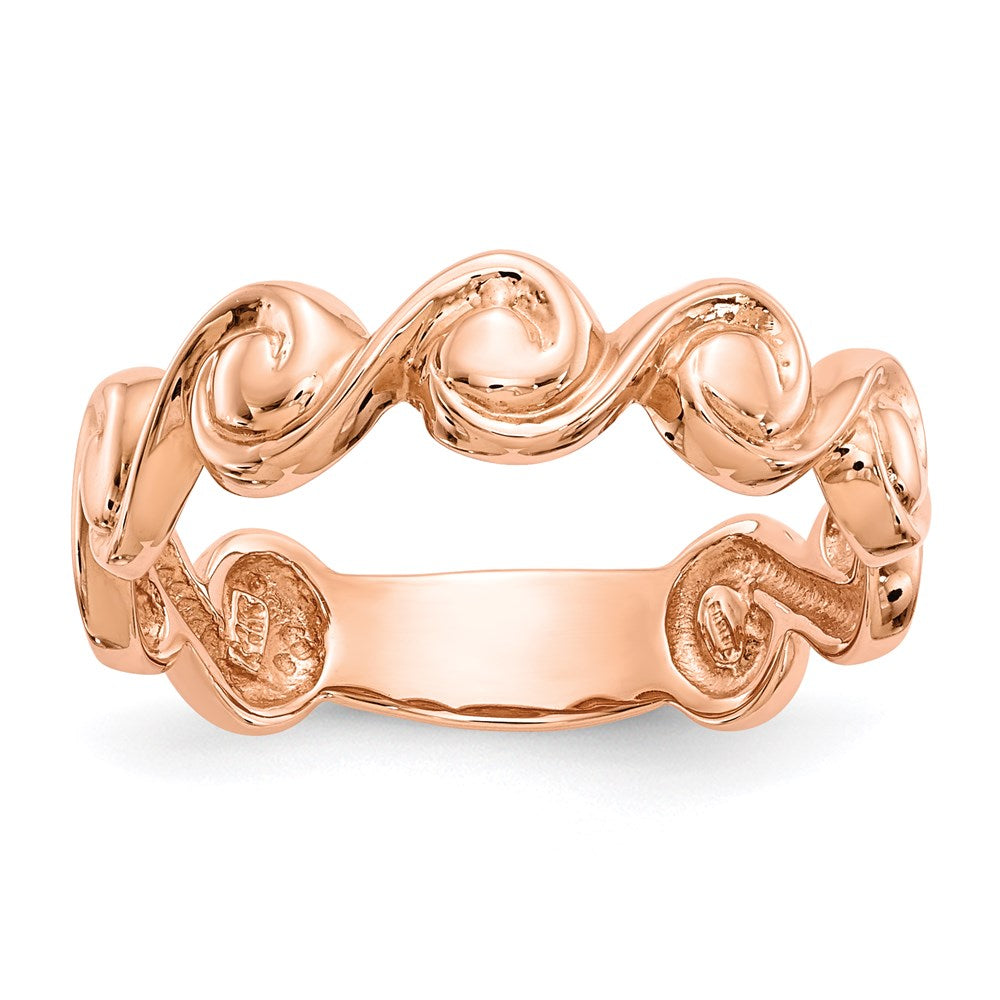 14k Rose Gold Polished Scroll Ring
