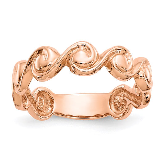 14k Rose Gold Polished Scroll Ring