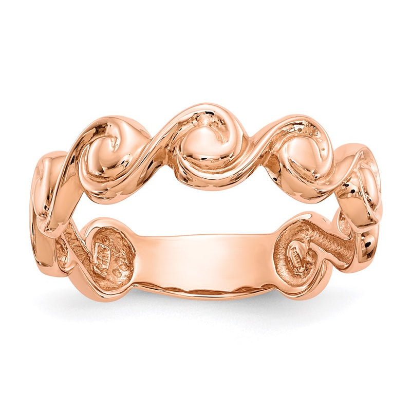 14k Rose Gold Polished Scroll Ring