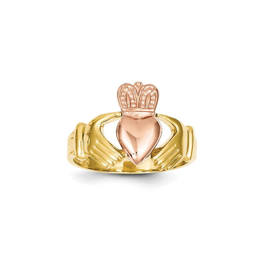 14k Men's Two-Tone Gold Claddagh Ring