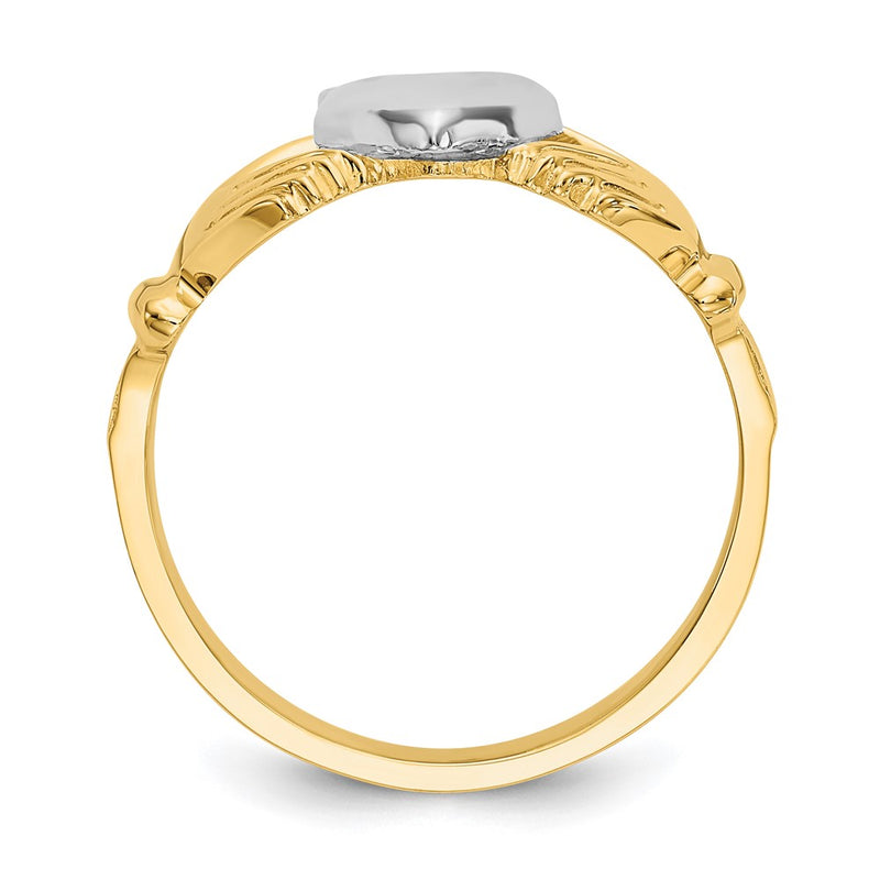 14k Mens Two-Tone Gold Claddagh Ring