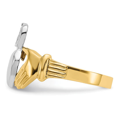 14k Mens Two-Tone Gold Claddagh Ring