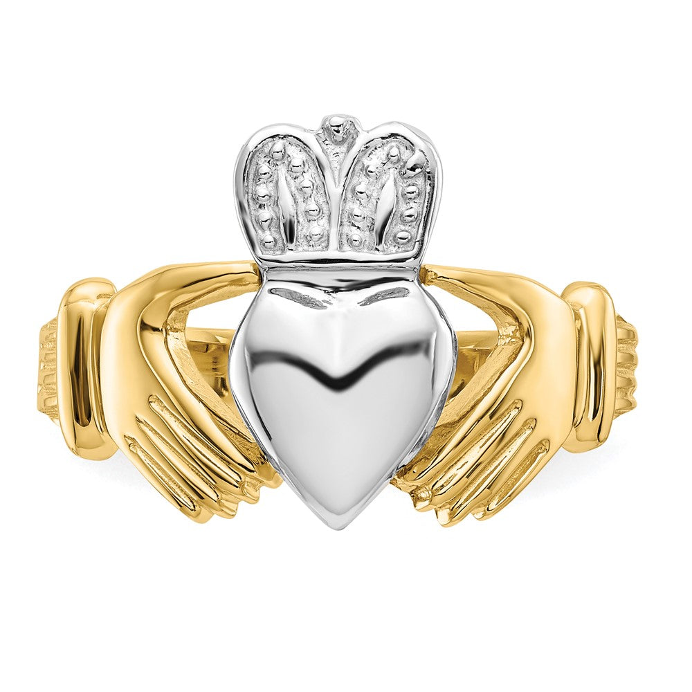 14k Mens Two-Tone Gold Claddagh Ring