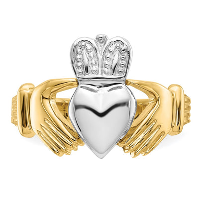 14k Mens Two-Tone Gold Claddagh Ring