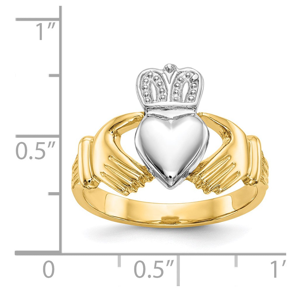14k Mens Two-Tone Gold Claddagh Ring