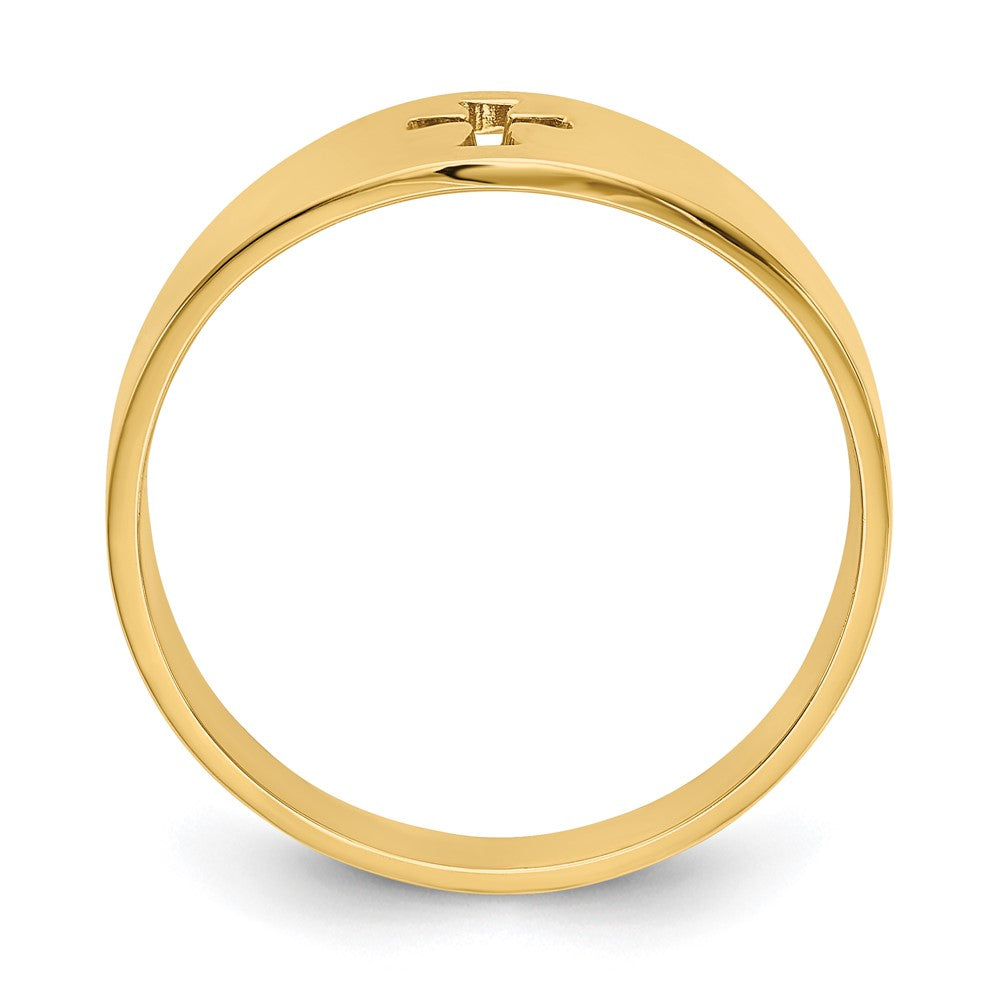 14K Yellow Gold Polished Cut-out Cross Ring