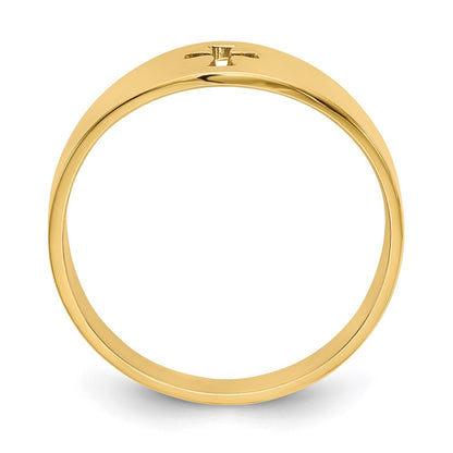 14K Yellow Gold Polished Cut-out Cross Ring