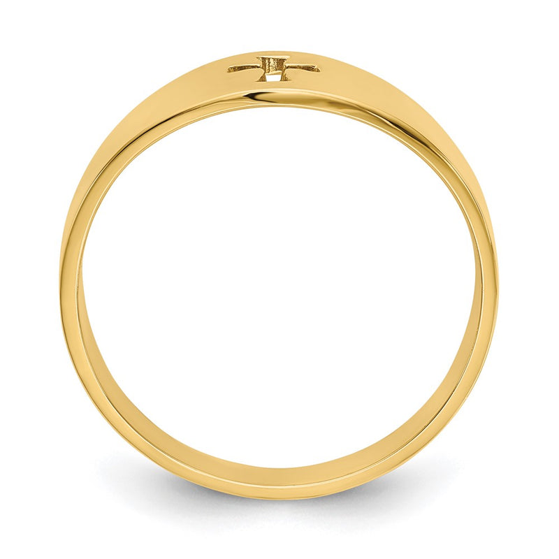 14K Yellow Gold Polished Cut-out Cross Ring