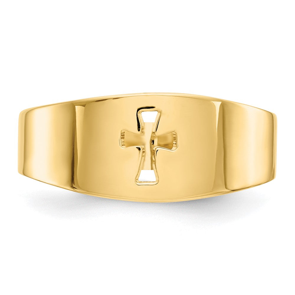 14K Yellow Gold Polished Cut-out Cross Ring
