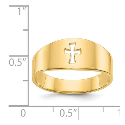 14K Yellow Gold Polished Cut-out Cross Ring