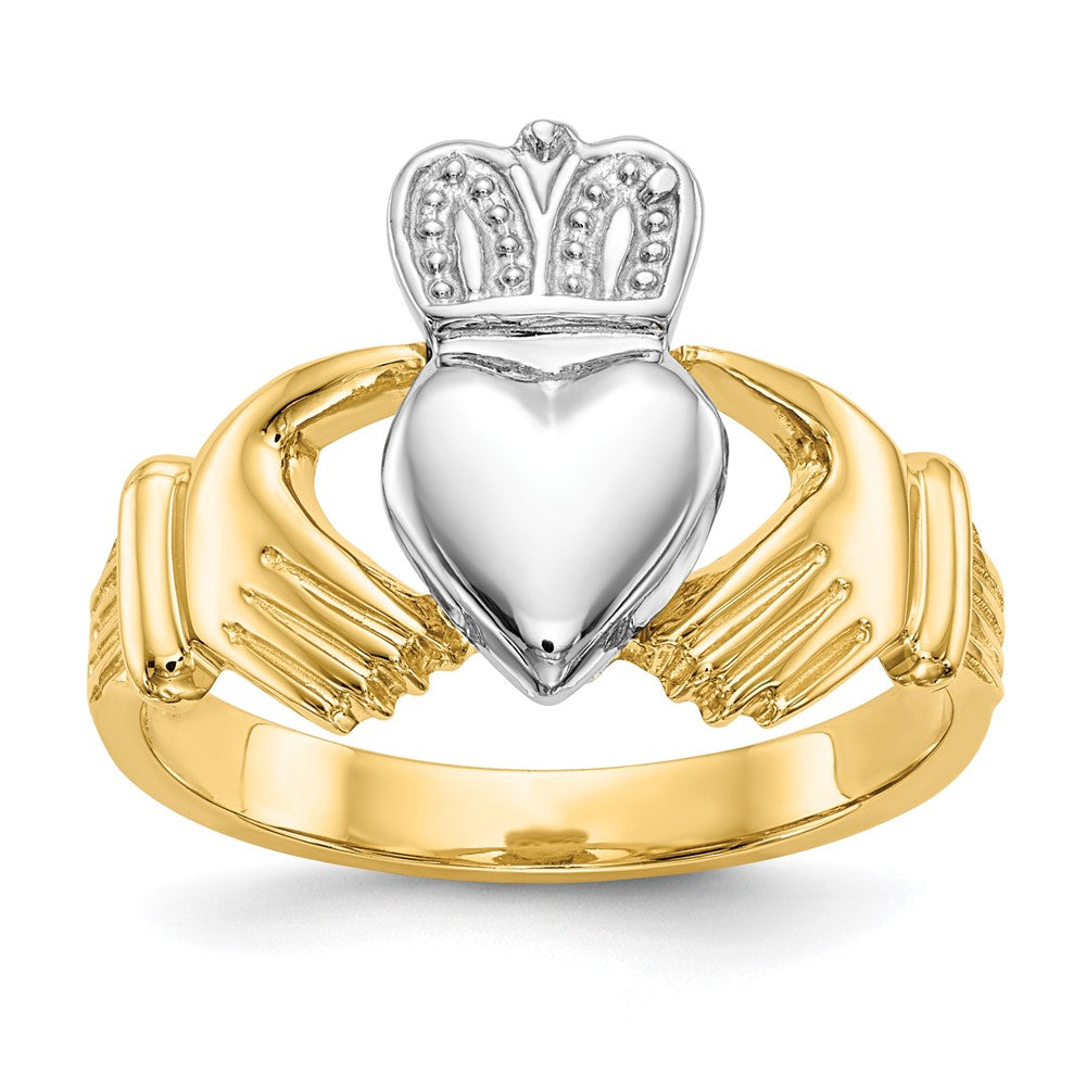 14k Mens Two-Tone Gold Claddagh Ring