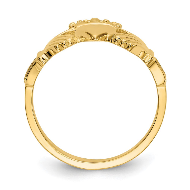14K Yellow Gold Polished Claddagh Ring