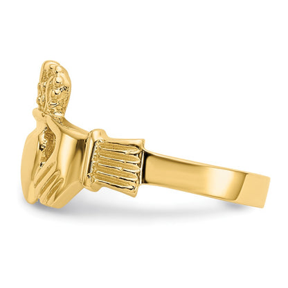 14K Yellow Gold Polished Claddagh Ring