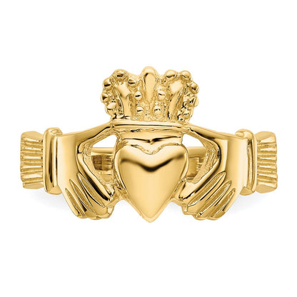 14K Yellow Gold Polished Claddagh Ring