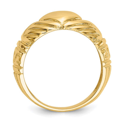 14K Yellow Gold Polished Domed Claddagh Ring