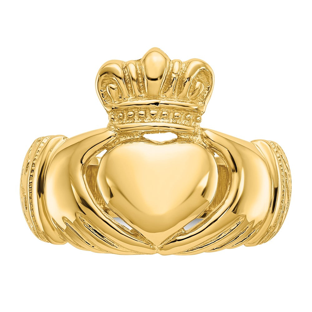 14K Yellow Gold Polished Domed Claddagh Ring