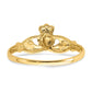 14K Yellow Gold Polished and Satin Claddagh Ring