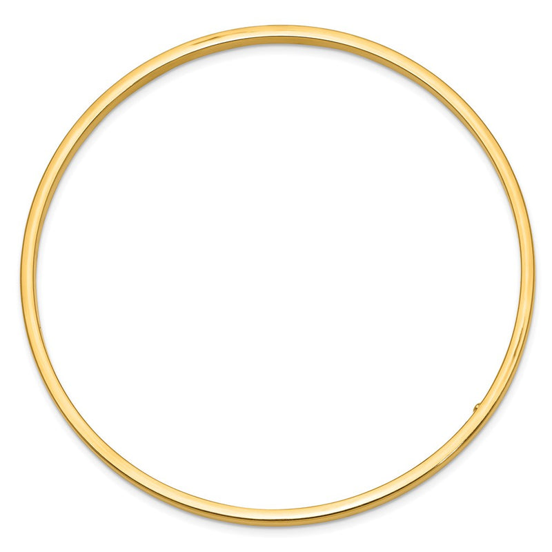 14k Yellow Gold 3mm Polished Square Tube Slip-on Bangle