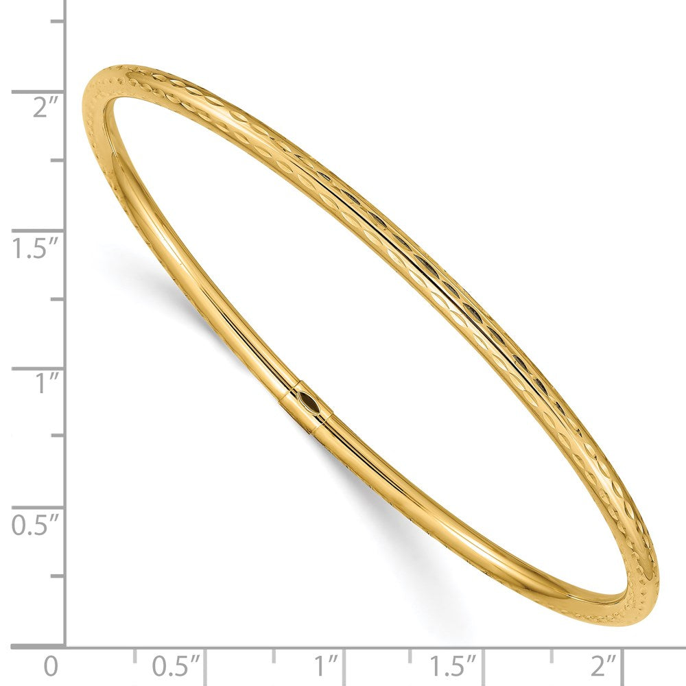 14k Yellow Gold 3mm Diamond-cut Tube Slip-on Bangle
