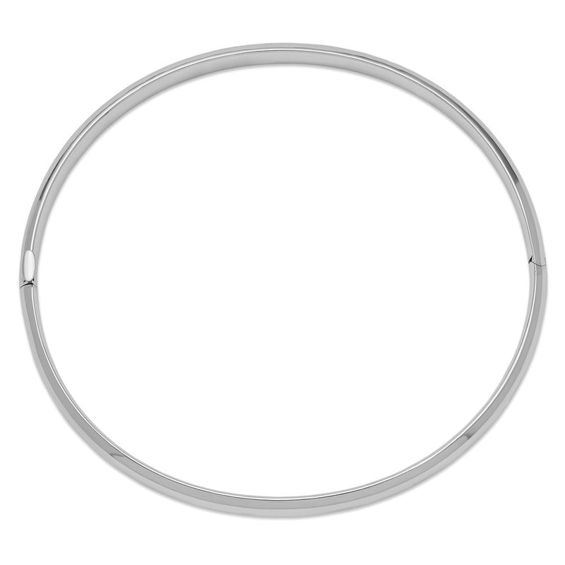 14k White Gold High Polished 4.0mm Hinged Bangle