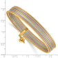 14k Tri-Color Gold w/ Dangle Heart Oversized Set of 7 Textured Slip-on Bangles