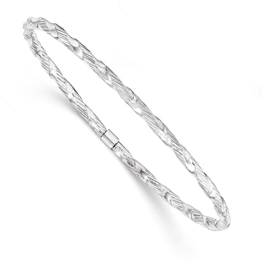 14k White Gold Twisted Textured Bangle