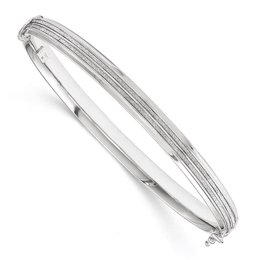 14k White Gold with Glitter Hinged Bangle