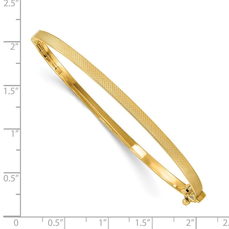 14k Yellow Gold Textured Hinged Bangle