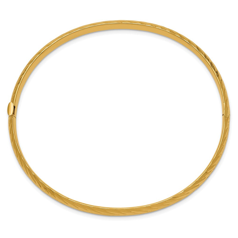 14k Yellow Gold 3/16 Textured Hinged Bangle