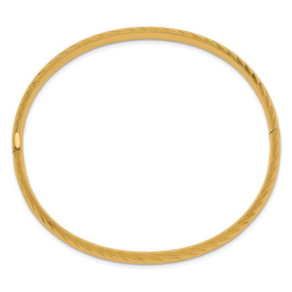 14k Yellow Gold 4/16 Textured Hinged Bangle