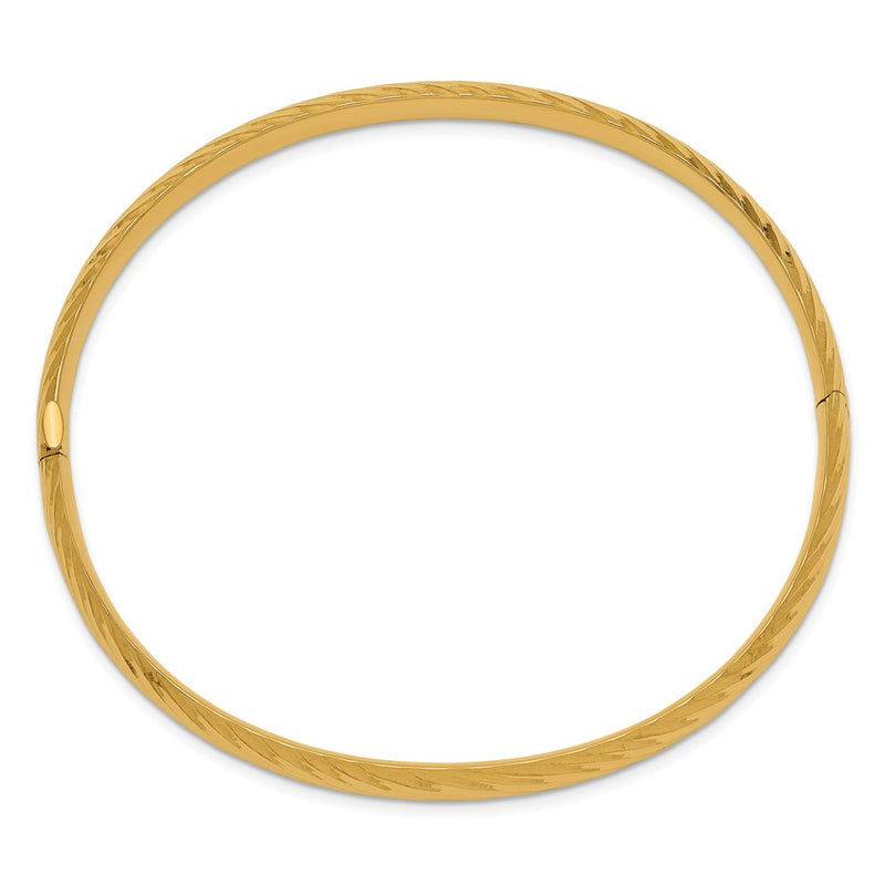 14k Yellow Gold 4/16 Textured Hinged Bangle